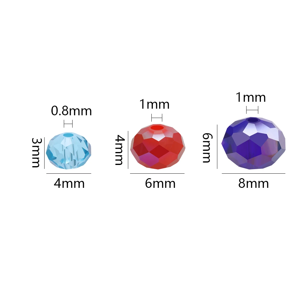 Set 300 Perline Di Cristallo Sfaccettato - 4mm, 6mm, 8mm, Per Bracciali, Collane, Orecchini Fai Da Te - Foto 8