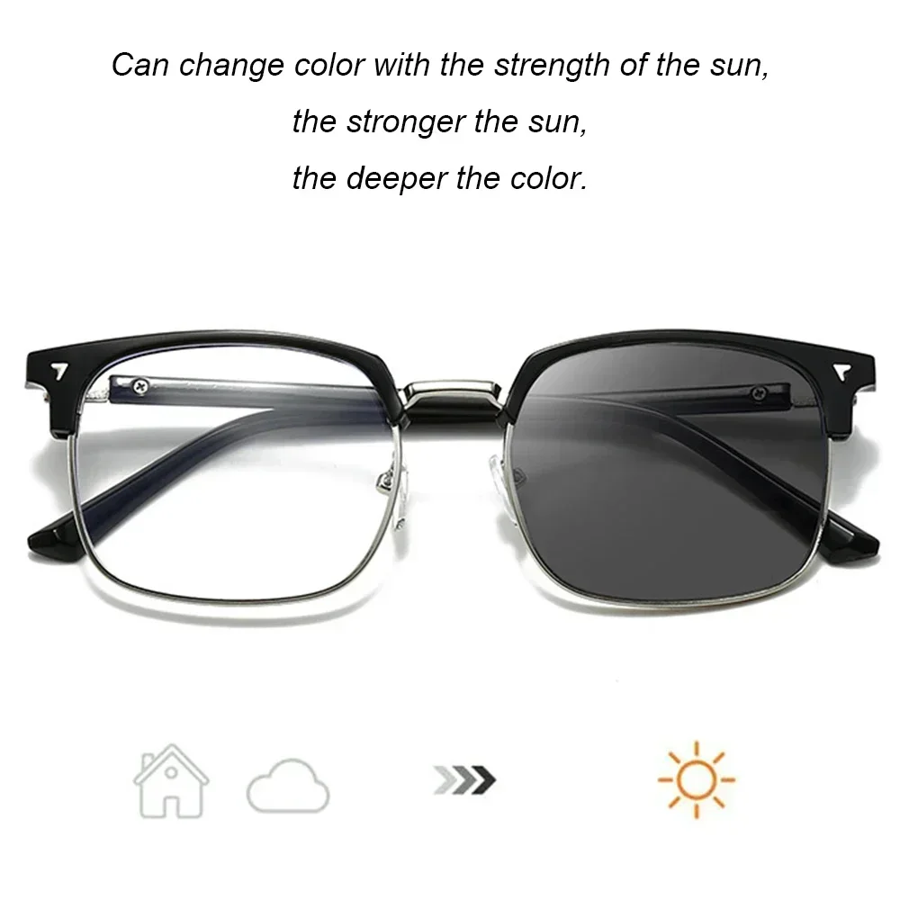 Anti Blue Light Glasses Photochromic Half Frame Eyepiece Computer Goggles Men's