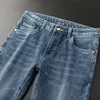 Autumn Winter Slim-Fitting Jeans for Men Ankle-Tied Cotton Elastic Korean 3D Printing Horse-Drawn Tram Embroidery Denim Pants 2