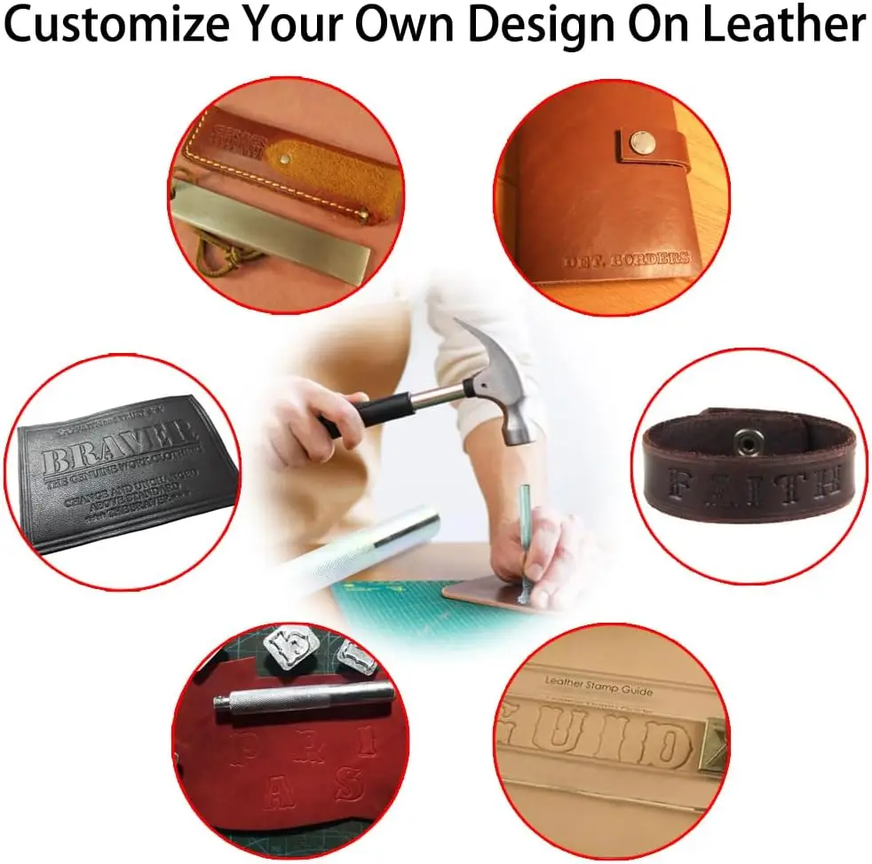 Leather Craft Stamping Tools 36pcs Leather Stamping Kit Alphabet Number Capital Letter Pattern Stamps for Clay DIY Leathercraft