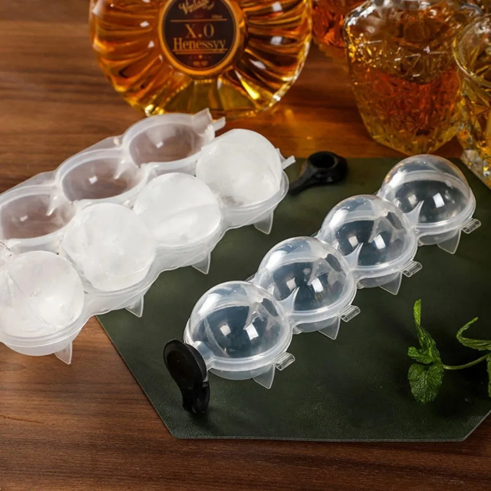 4 Hole Ice Hockey Mold Quick Demolding Bartender Specific Circular Box Ice Maker Cubes Suitable for Whiskey Beer Red Wine Ball ice cube mold