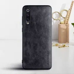 Luxury Vintage Leather Phone Case Cover for Mi 10 (Black)