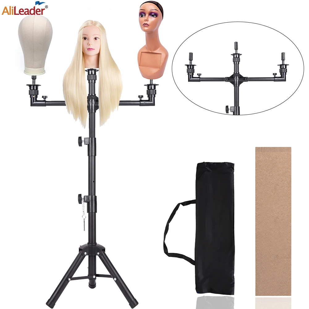 New Three Wig Stand Holder Wig Stand Tripod And Canvas Mannequin Head For  Wigs Making Kit Wig Stand For Styling Wig Head Stand - AliExpress