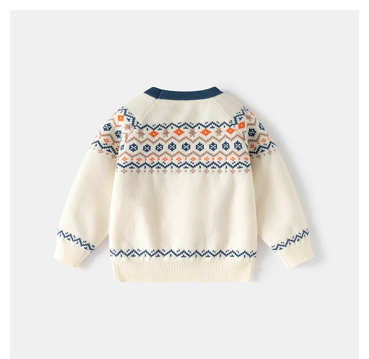 2026 봄 신상품 소년 라운드 넥 스웨터 세련된 니트웨어 아동용 면 혼방 탑 캐주얼웨어