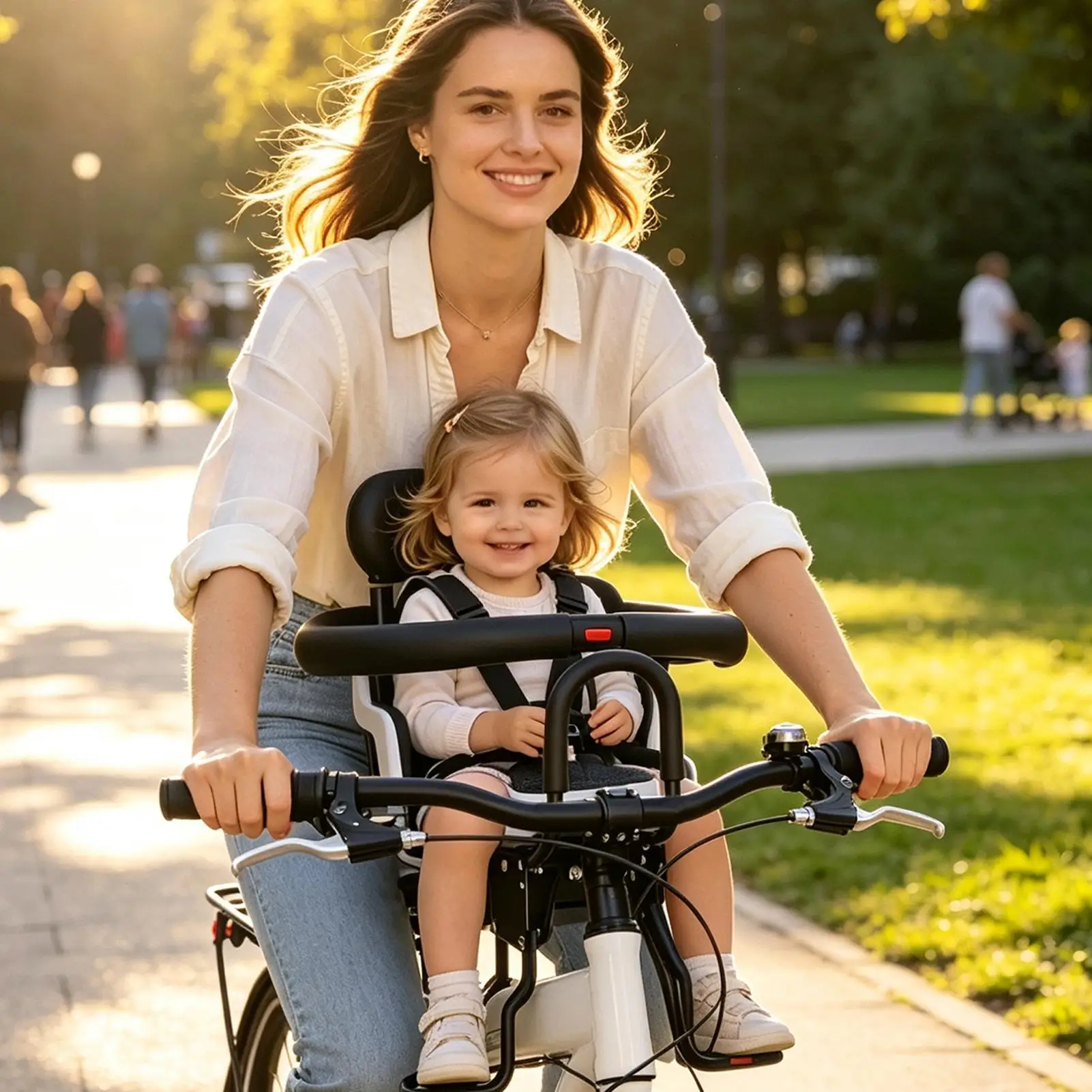 Seggiolino Bici Elettrica per Bambini Portatile con Spugna Ispessita - immagine 3