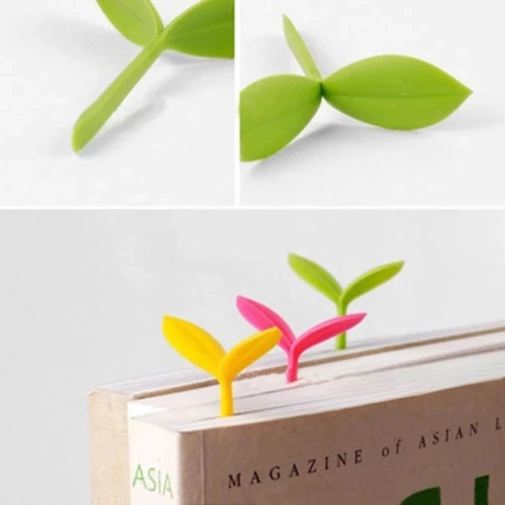 Green Bookmarks for Bookworm Reading Little Leaves Grass Buds