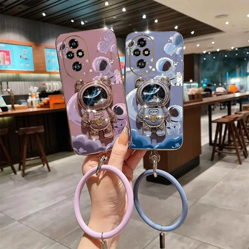 Enhanced Space Travel Holder Lanyard Plating Phone Case - Soft Back Cover
