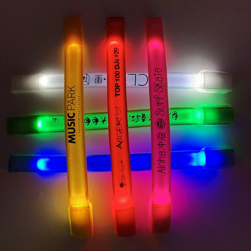 Glow in the Dark Bracelet Led Luminous Concert Party Bar Velcro LED Sports Wrist Strap Party Supplies