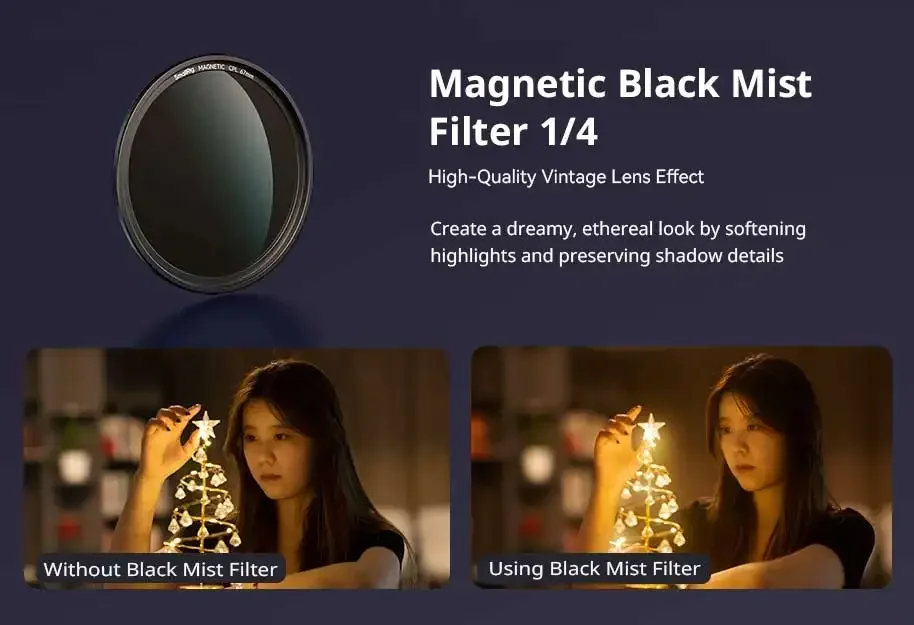 SmallRig 67mm Attachable Filter Kit VND 2-32 & CPL & 1/4 Effect Black Mist Filte