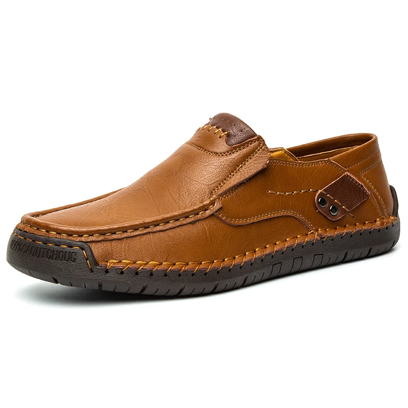 2024 Handmade leather shoes for men's casual and comfortable sliding on casual shoes for men's leather shoes