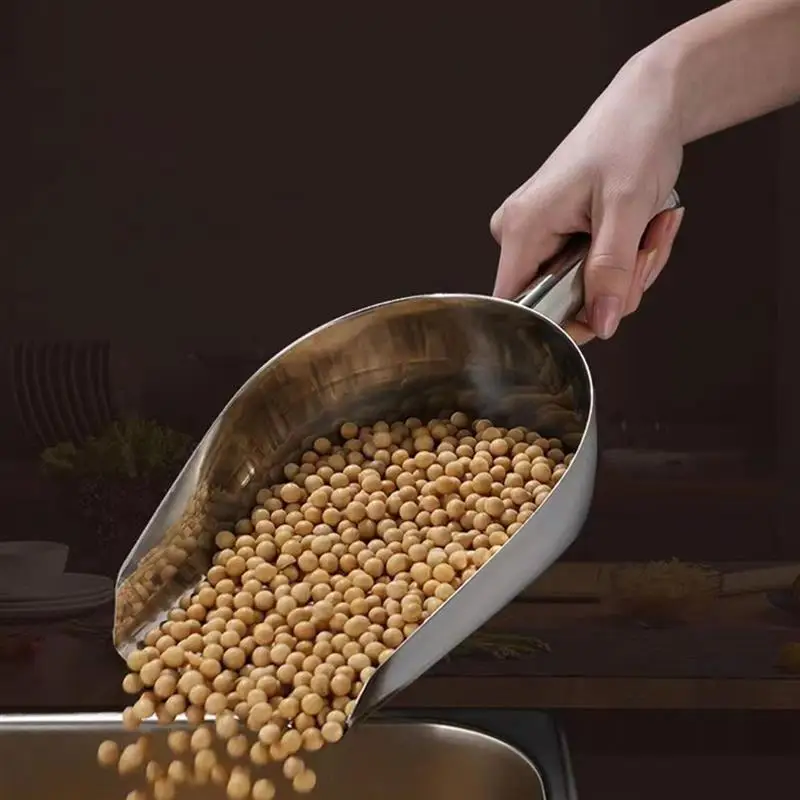 2pcs StainlessSteel Scoop Kitchen Candy Flour Nut Dry Bar et Party Grain Food Scoop Home Storage
