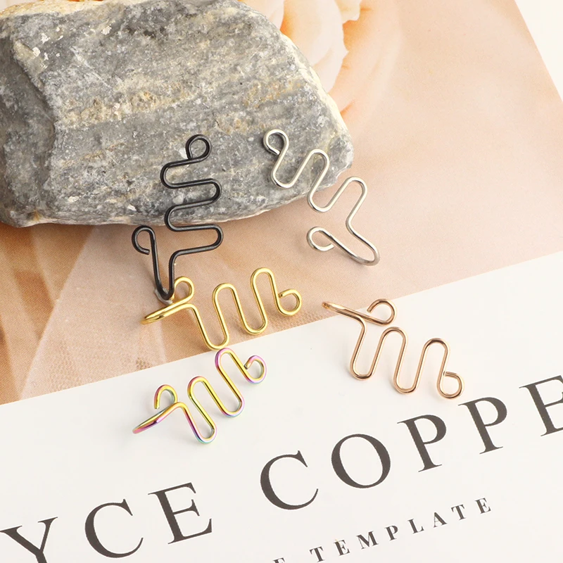 Fake Piering Septum Nose Ring Fashion punk Non Piercing Lip Ring Earring Clip Stainless Steel Non Perforation Body Jewelry