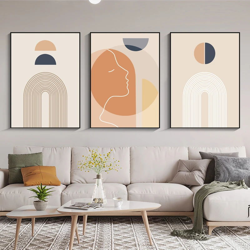 Scandinavian Geometric Wall Art Abstract Canvas Paintings Minimalism Poster  And Print Wall Pictures For Living Room Korean Decor - Painting &  Calligraphy - AliExpress