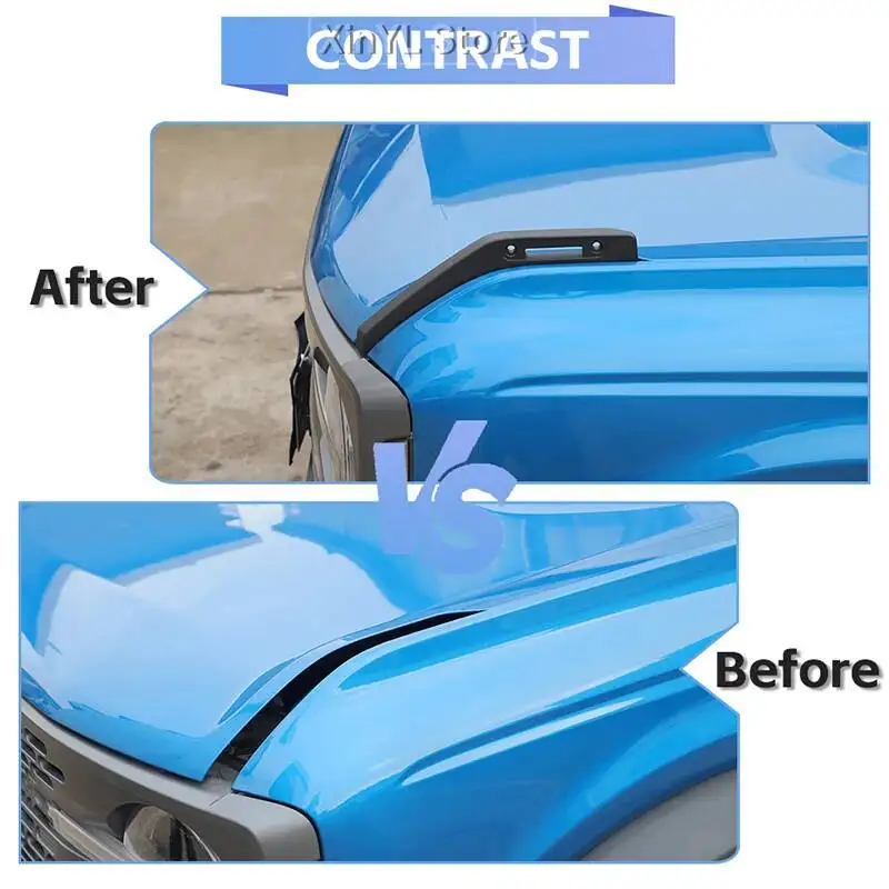 2PC 메탈 엔진 후드 핸들 장식 보호 손잡이 포드 브론코 2021 2022용 자동차 외장 액세서리