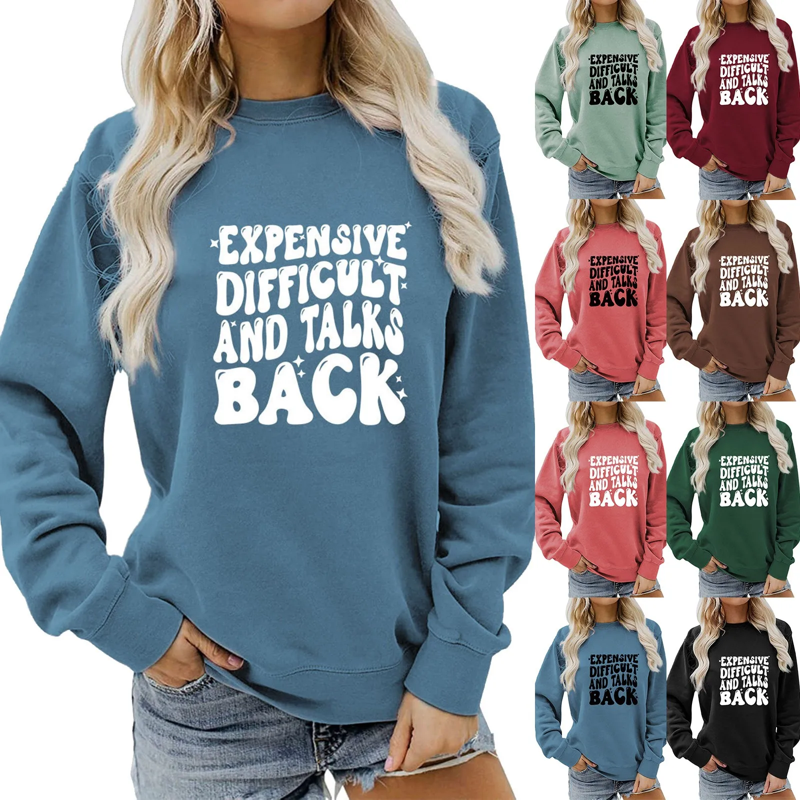 

Женская Осенняя Повседневная модная рубашка с длинным рукавом Свободная модная толстовка с круглым вырезом средней длины из хлопка для женщин