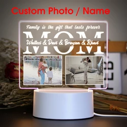 Custom Acrylic Photo Lamp with Night Light - Personalized Gift for Mother's Day and Family Celebrations (White 3 Color)