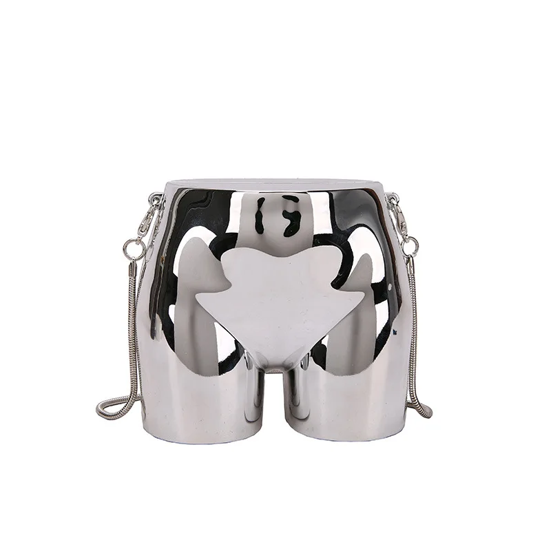 Niche Design Silver Lipstick Pouch Women Luxury evening Bag Headphone Bag Butt Shape Acrylic Chain Shoulder Purses Crossbody