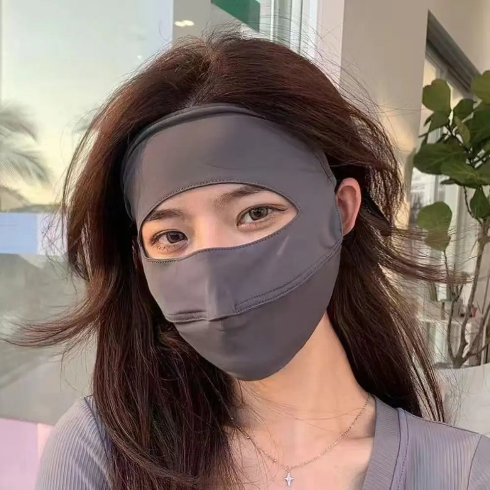 

Breathable Thin Cover Sunscreen Mask Full Cover Face Ice Silk Traceless Mask Sun Protection Summer Face Mask Bike Cycling