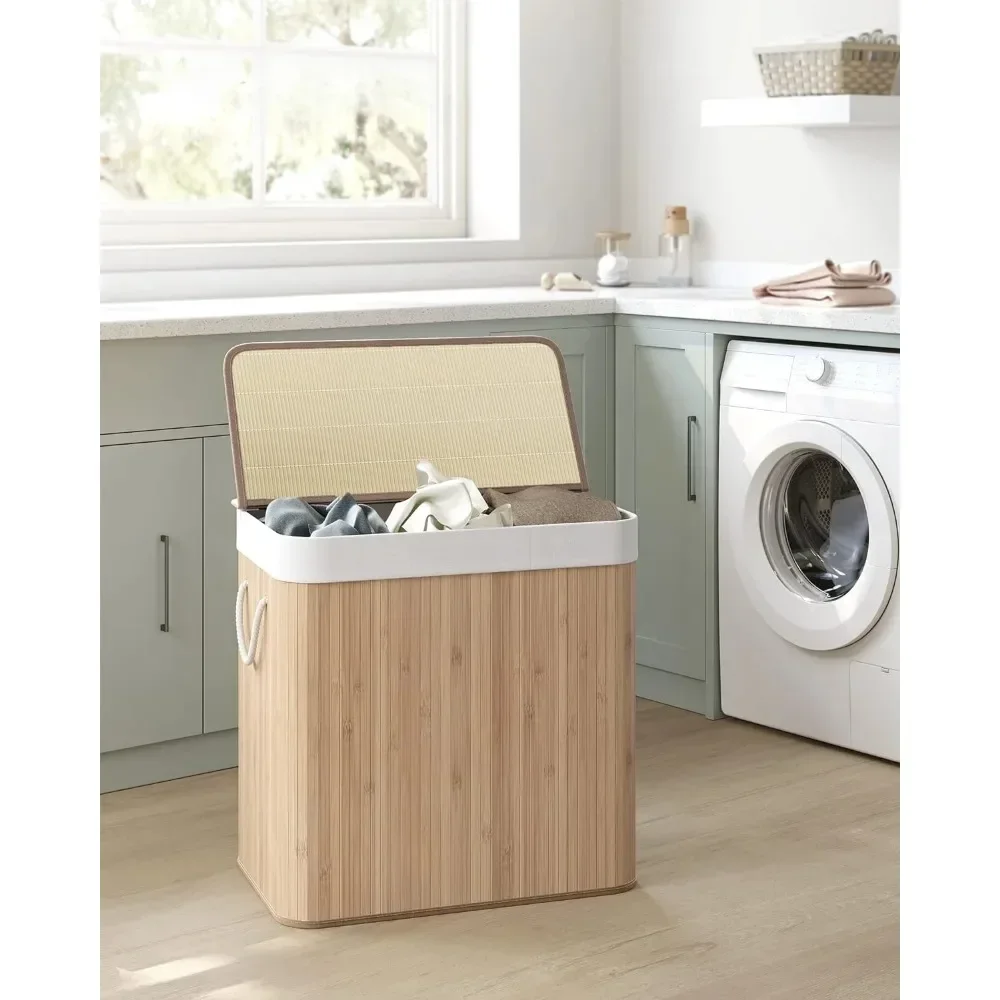 Comfort corner Laundry Hamper Laundry Basket Laundry Hamper with Lid Foldable Bamboo Removable and Machine Washable Liner