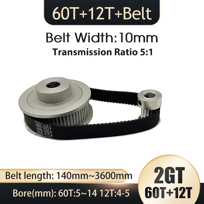 2gt Timing Belt Pulley Set GT2 2M Voron 12T 60Teeth Reduction 3D Printer Accessories Belt Width
