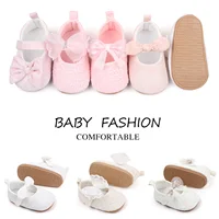 Baby Girls Princess Shoes Soft Bow Lace Flower Non-slip Rubber Soft-Sole Flat Bottom First Walker Shoes Toddler Crib Shoes 1