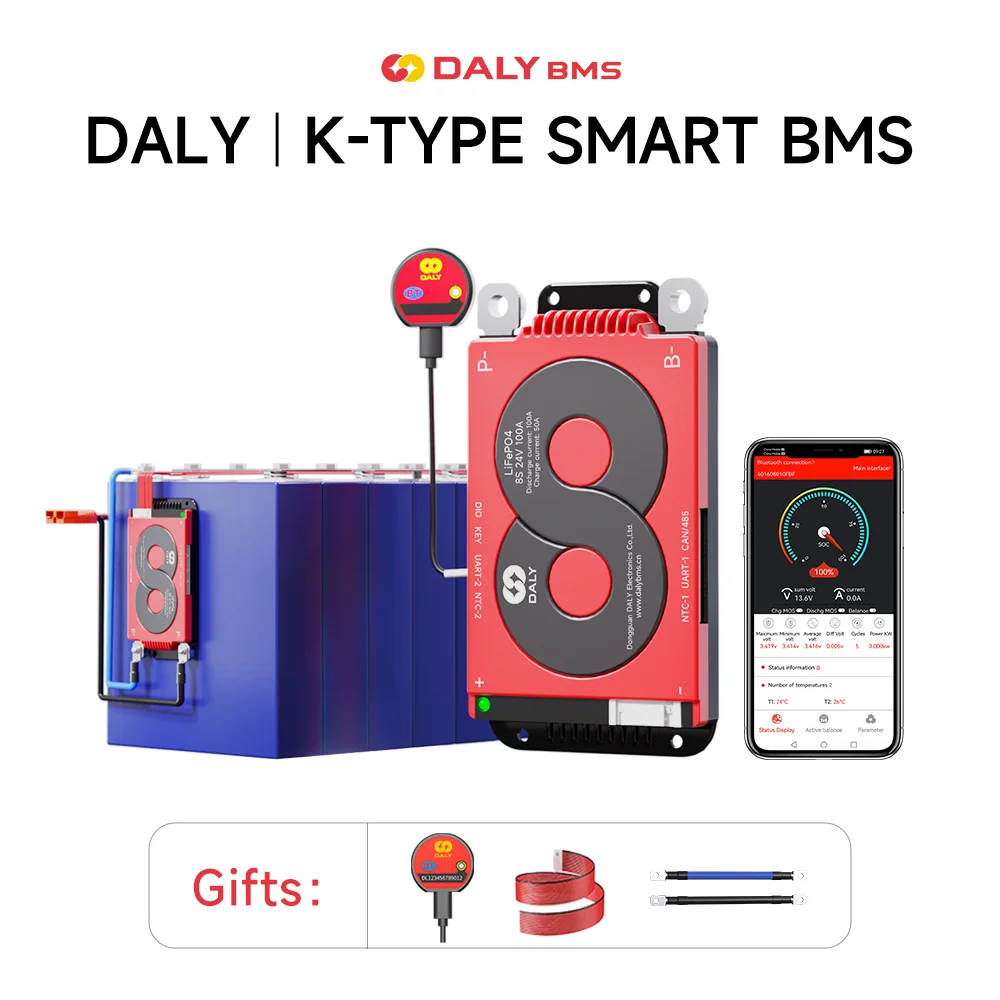 

Daly BMS 16S LiFePo4 Smart BMS 4S 12V 8S 24V 48V Scooter 40A 60A 100A Li-Ion Battery Energy Storage CANBUS UART Bluetooth APP