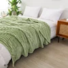1pc Solid Color Flannel Blanket Soft Warm Throw Blankets for Couch Sofa Office Bed Camping Travel Multi-purpose Gift Blanket 4