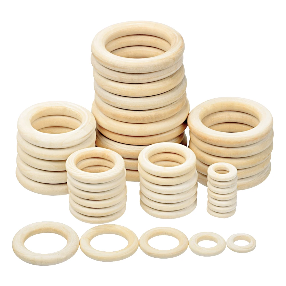 Unfinished Wooden Rings 15-100MM Natural Wood Rings For Macrame DIY Crafts  Wood Hoops Ornaments Connectors Jewelry Making