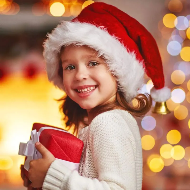 Christmas Santa Hat Adults And Kids Xmas Red Long Plush Holiday Hats Comfort Velvet Party New Year Festive Supplies christmas beanie hat