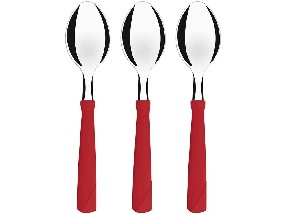 Jogo de Colher Tramontina New Kolor Vermelho 3 Peças