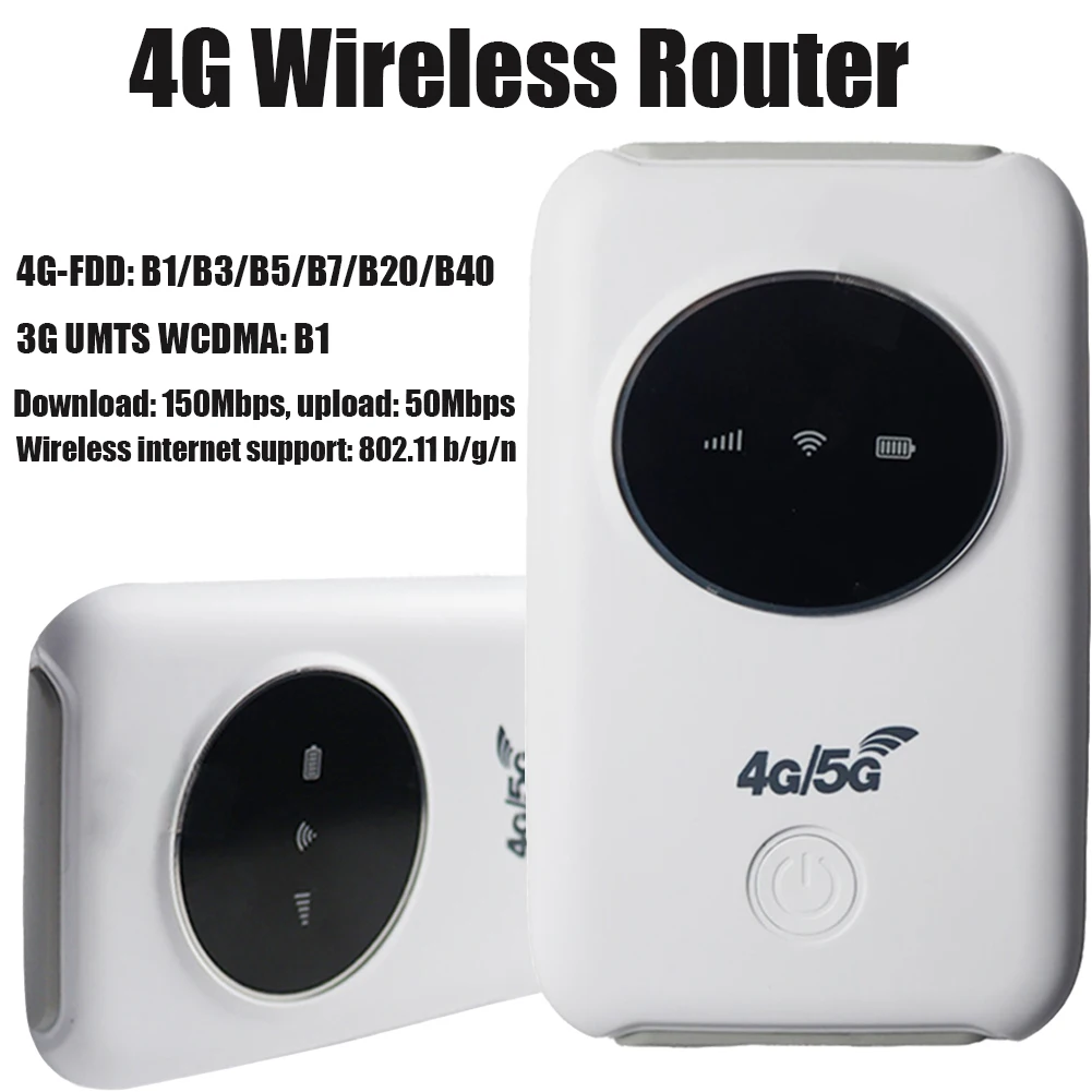 Roteador Wifi sem Fio Portátil 4g Lte Modem Hotspot Móvel Banda Larga 150mbps Ampla Cobertura Slot para Cartão Sim 3200mah