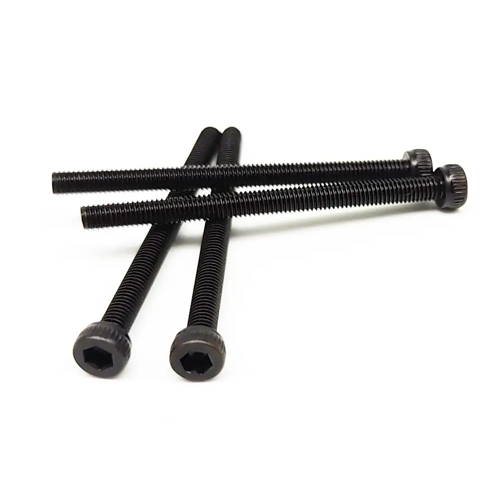 200pc/Kit Lengthened Long M3 Allen Hexagon Hex Socket Head Cap Button Countersunk Flat Thin Screw Bolt Nut Set Black Alloy Steel image 4