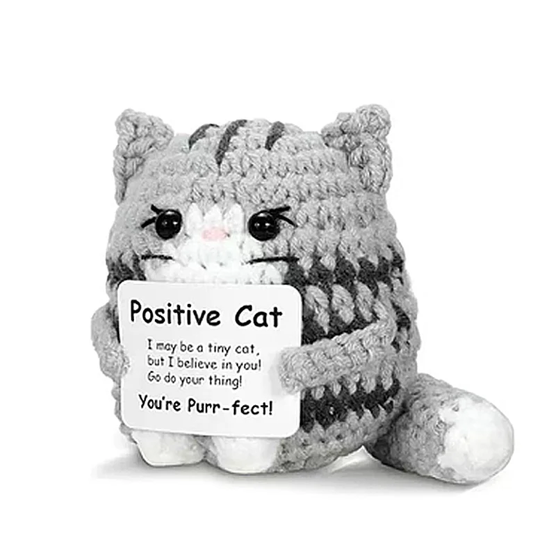 Funny Crochet Positive Energy Cat Doll Handmade Knitted Flower Bee Ornament Christmas Gifts with Card Home Room Decoration 4 S80a593a91fb34df9809238ce1338e7958