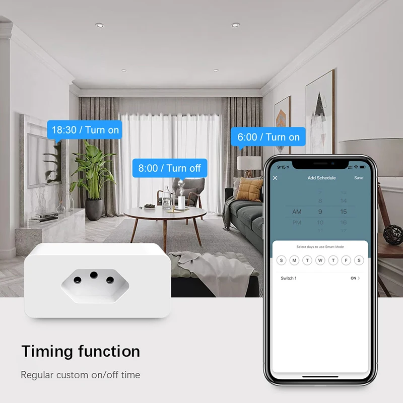 Smart Home AC110-240V 3 Pin Electrical Plug WiFi Smart Plug