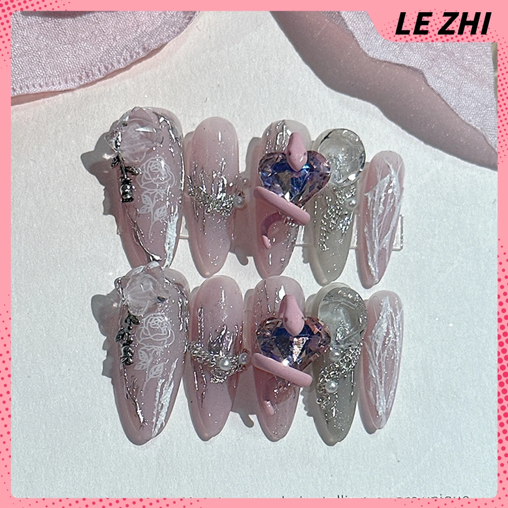 

Fashion Nude Color 3D Stereo Cartoon Pure Handmade Fake Nails Snake Baby Design Temperament Reusable Artifical Full Cover Nails