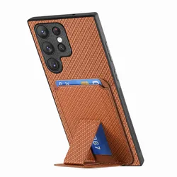 Luxury Leather Wallet Stand Case - Premium Back Cover for Samsung Galaxy S Series (Brown)