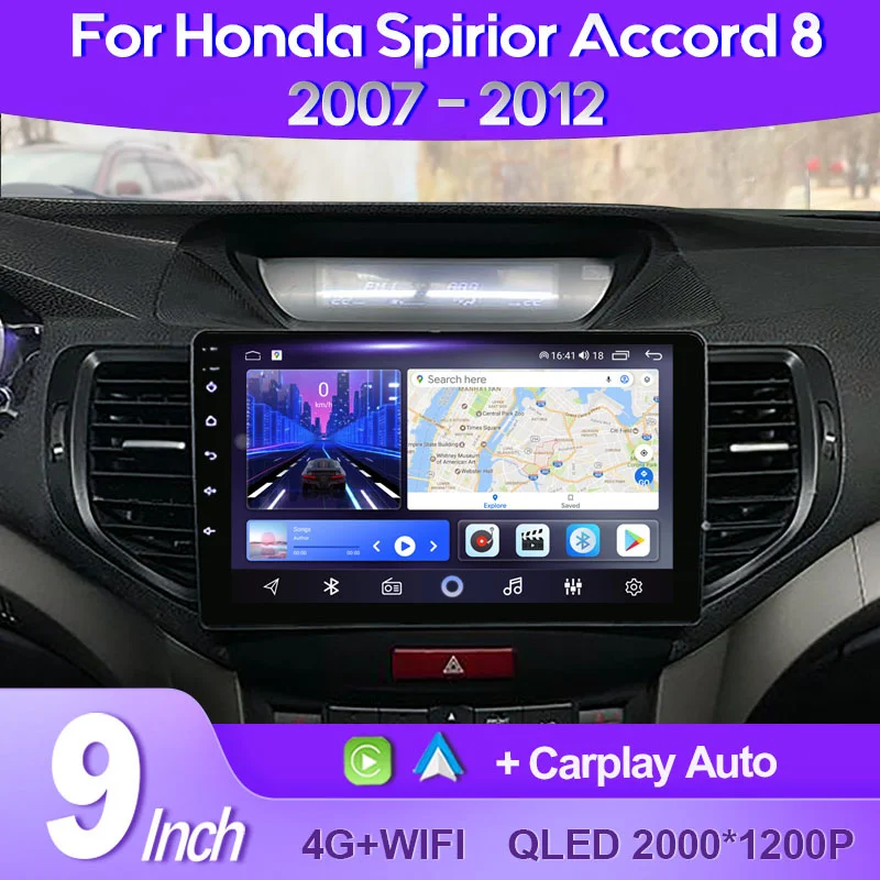 

QSZN For Honda Spirior Accord 8 Acura TSX 2008-2012 2K QLED Android 13 Car Radio Multimedia Video Player GPS AI Voice CarPlay 4G