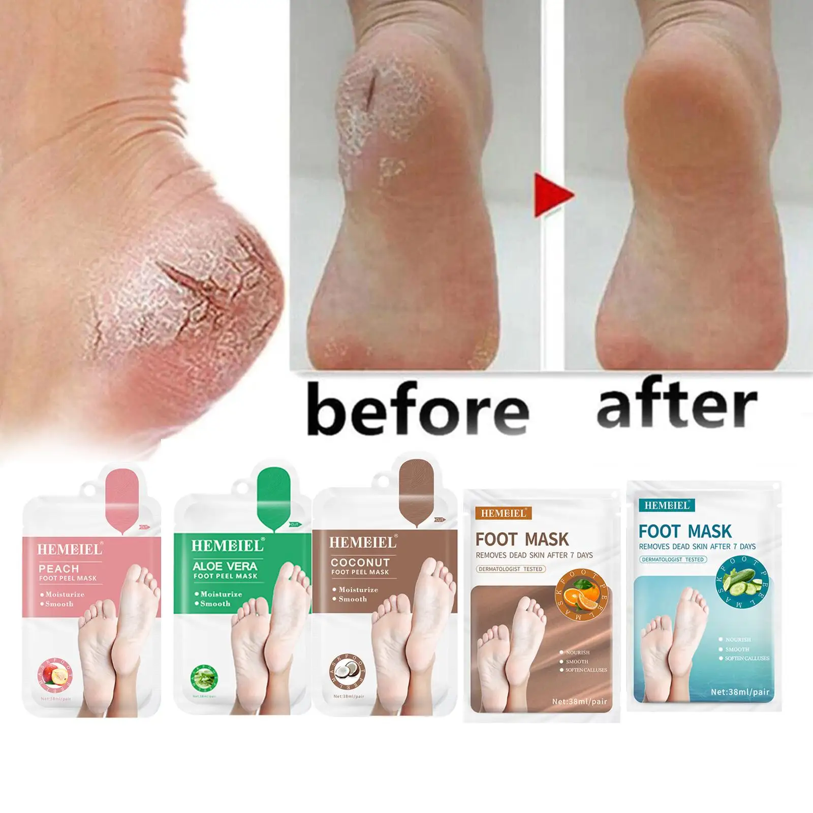 

Feet Exfoliating Foot Masks Moisture Remove Dead Skin Heels Foot Peeling Mask For Foot Care 5 Color B9Z4