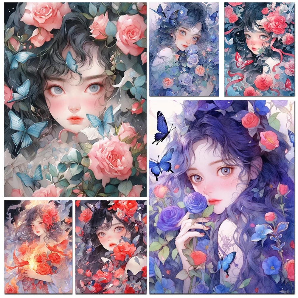 

Мультяшная Алмазная картина 2024 цветок девушка полная Алмазная мозаика 5d Сделай Сам Вышивка крестиком набор для домашнего декора подарок художественные поделки