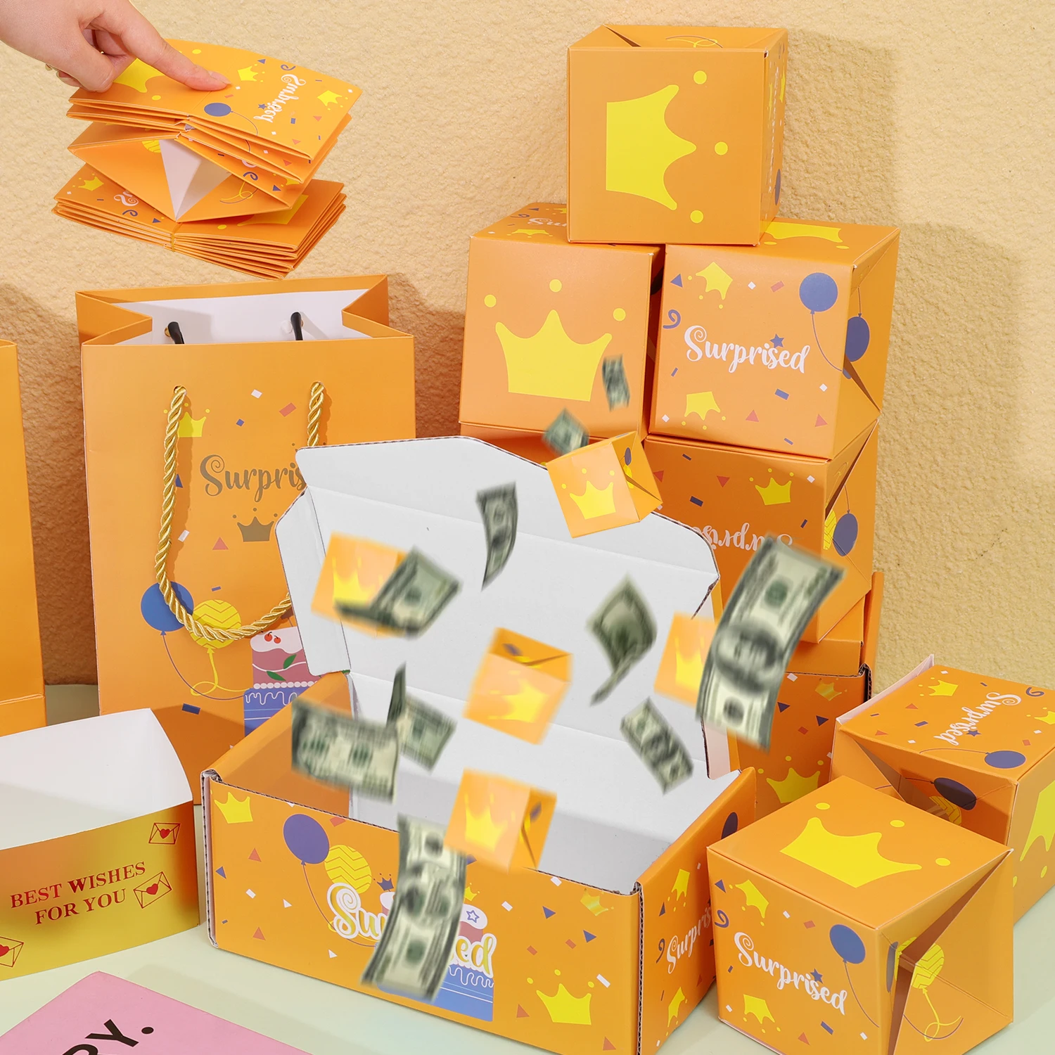 Folding Bounce Gifts Box Set, Creative Paper Jumping Boxes with Gift Bag, Valentine’s D... - SKU FBGB0916 - UGI Packaging