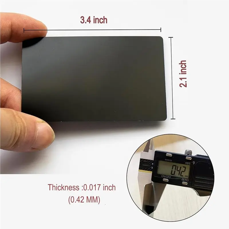 프리미엄 0.42mm 알루미늄 무광 블랙 메탈 레이저 각인 명함 블랭크 - 다용도 DIY 카드 50개