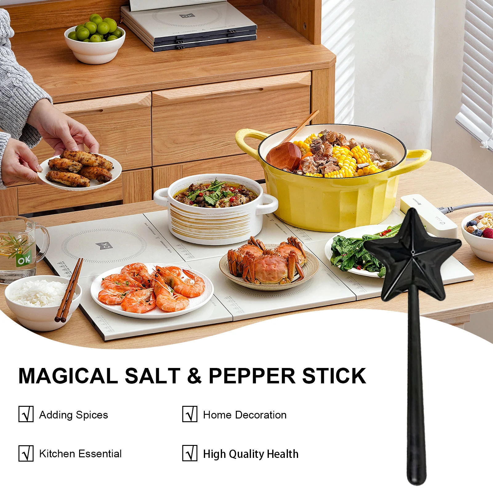 funny Spice Shaker Magic Wands Refillable Salt Pepper Dispenser Seasonings Spice Shakers Set With Holes Restaurant Dining BBQ