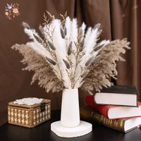 40pcs Natural Fluffy Dried Flower Pampas Grass Bouquet