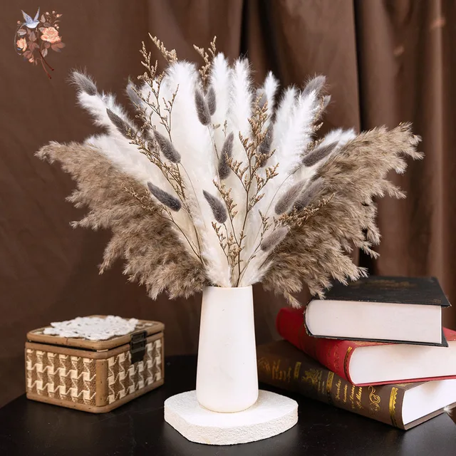 40pcs Natural Fluffy Dried Flower Pampas Grass Bouquet