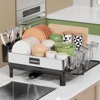 Dish Drying Rack, Premium 304 Stainless Steel Dish Racks for Kitchen Counter, Drainer & Drainboard Set with Adjustable Spout 1