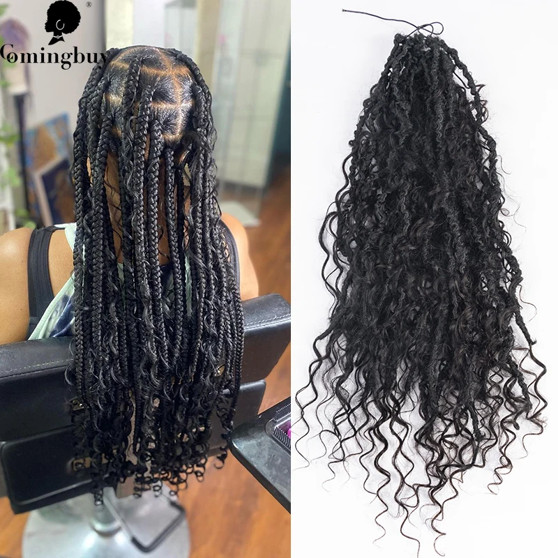 Real Human Hair With Synthetic Boho Crochet Braiding Hair DreadLoc Braid Hair Extensions Crochet Curly Hair Comingbuy