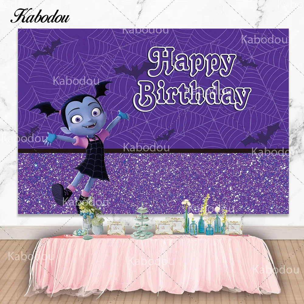 Photo Backdrop Cartoon Vampirina Girls Birthday Teeth Halloween Concert Party Photography Decor Props