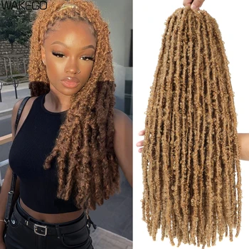 Wakego 24 18 14 Inch Butterfly Locs Crochet Hair Ginger Bug Blonde Brown 27 350 Colors Pre-Twisted Distressed Locs Crochet Hair 1