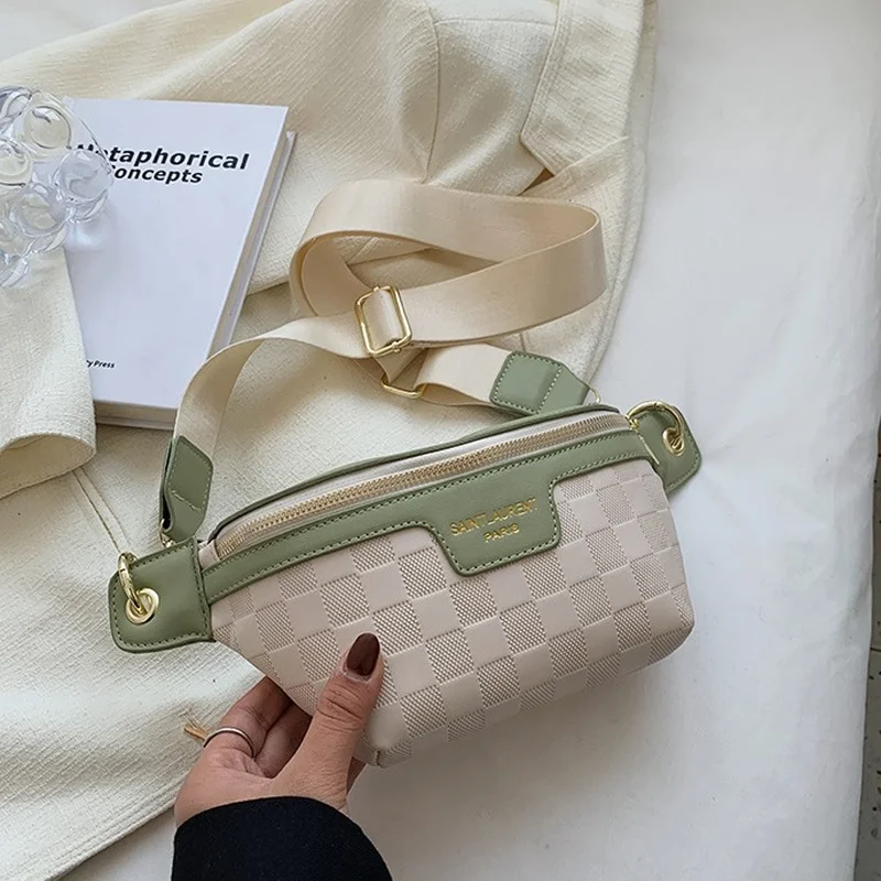 Elegant Plaid PU Leather Colorado Springs Mall Waist Female Bags For 2022 Women free shipping