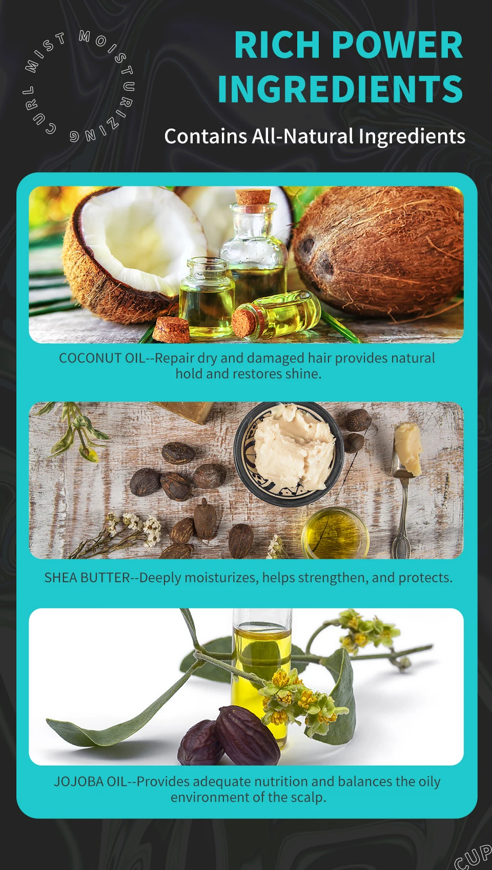 Description Picture 5 of itemCurly Hair Care Styling Products Hair Moisturizing Spray Agent Natural Curl Boost Hair Bounce Styling Enhancing Hair Care Rizos